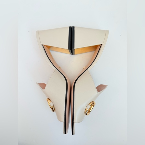 Gucci Mystic White leather Baby Horsebit block heel 70mm open toe mules EU 41.5 - Picture 4 of 10